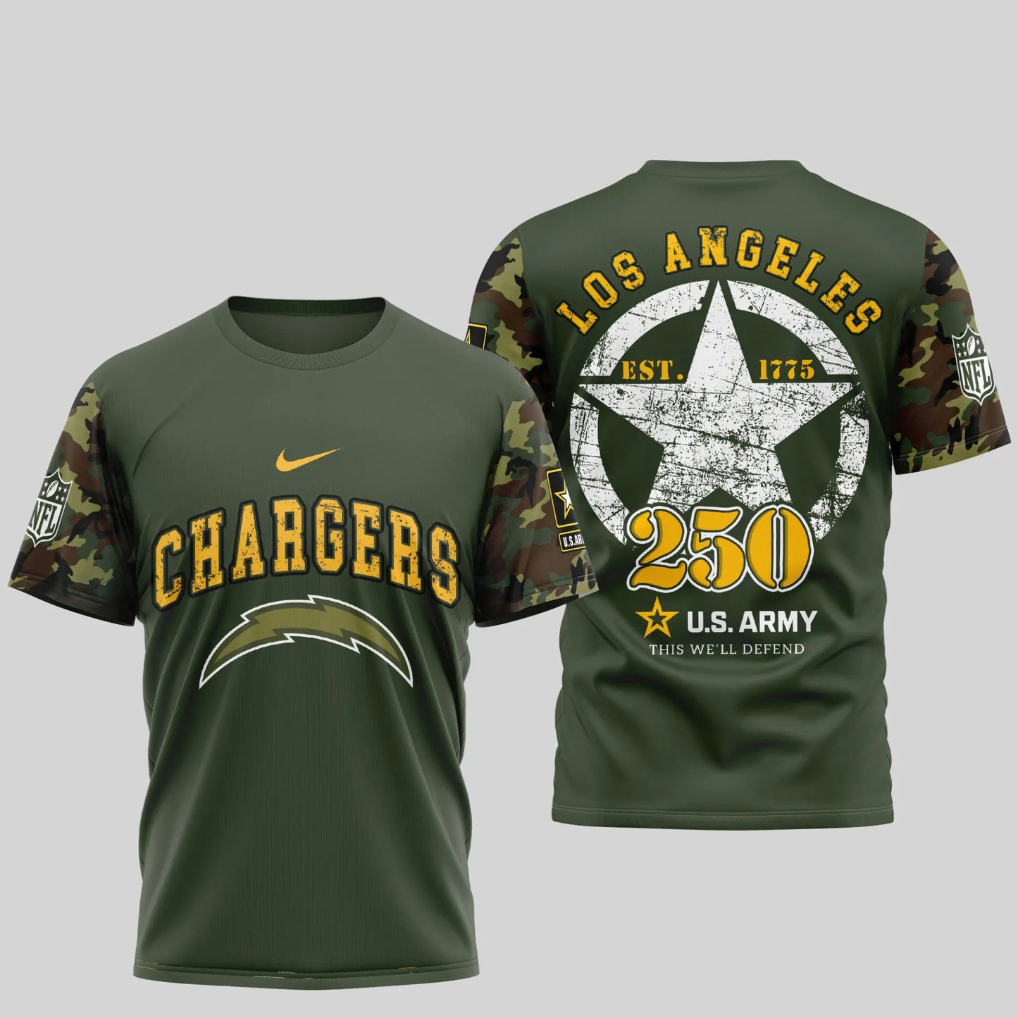 Los Angeles Chargers | Premium U.S.Army 3D Shirt TD – HuddleStyle.com - Image 4