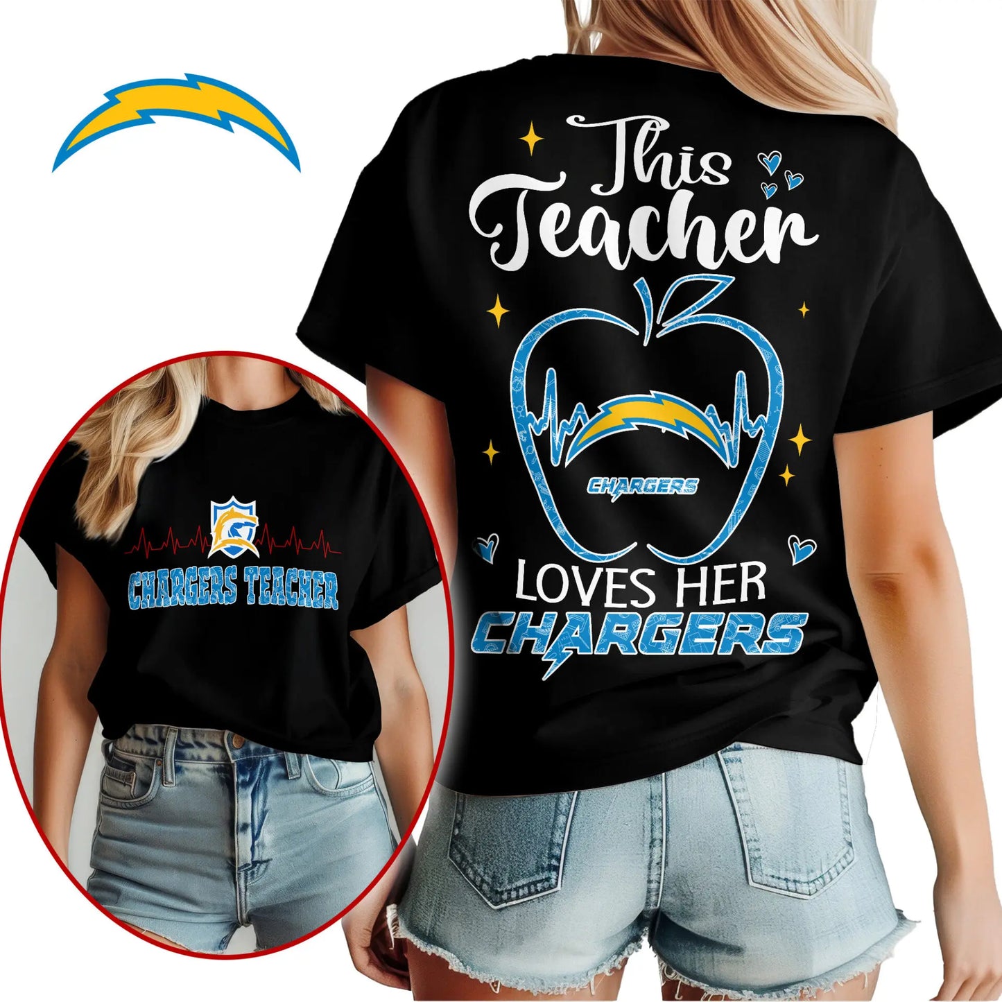 Los Angeles Chargers | Premium Teacher Appreciation Month Women Shirt NY – HuddleStyle.com - Main