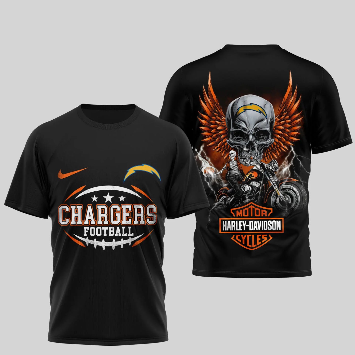 Los Angeles Chargers | Premium NFL Harley Davidson 3D Shirt TD – HuddleStyle.com - Image 3