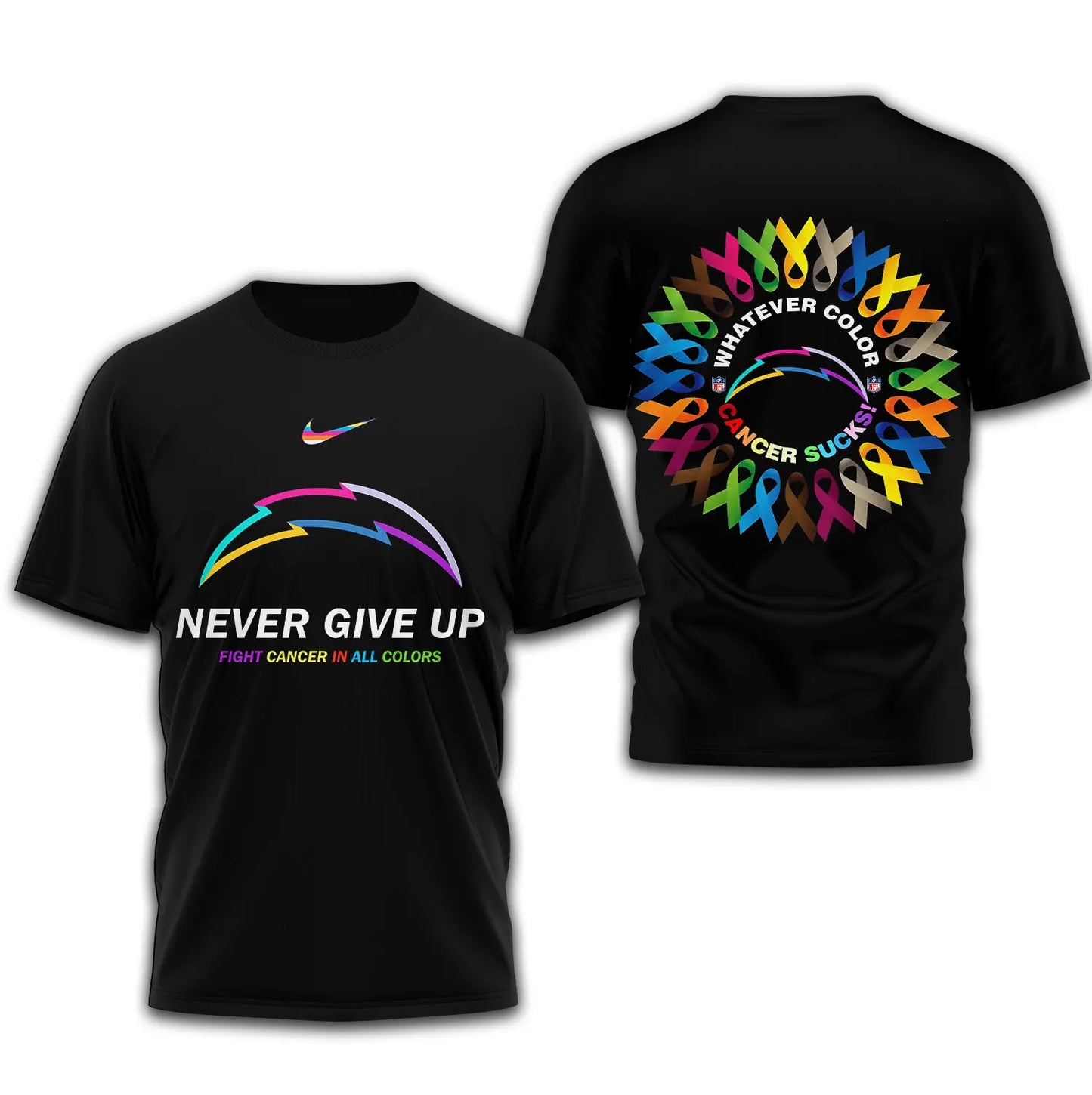 Los Angeles Chargers | Premium Fight Cancer In All Colors 3D Shirt TD – HuddleStyle.com - Main
