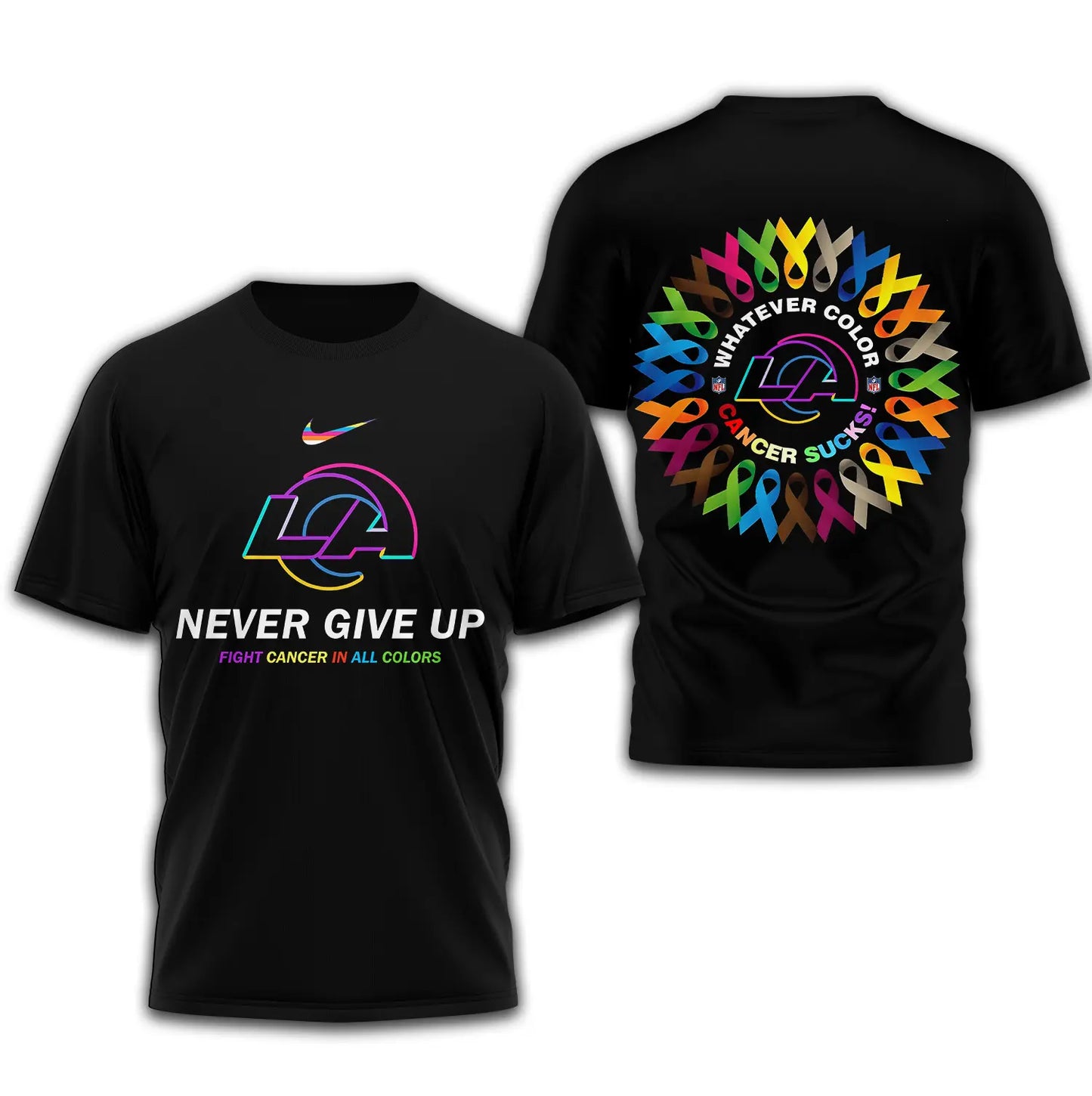 Los Angeles Rams | Premium Fight Cancer In All Colors 3D Shirt TD – HuddleStyle.com - Main
