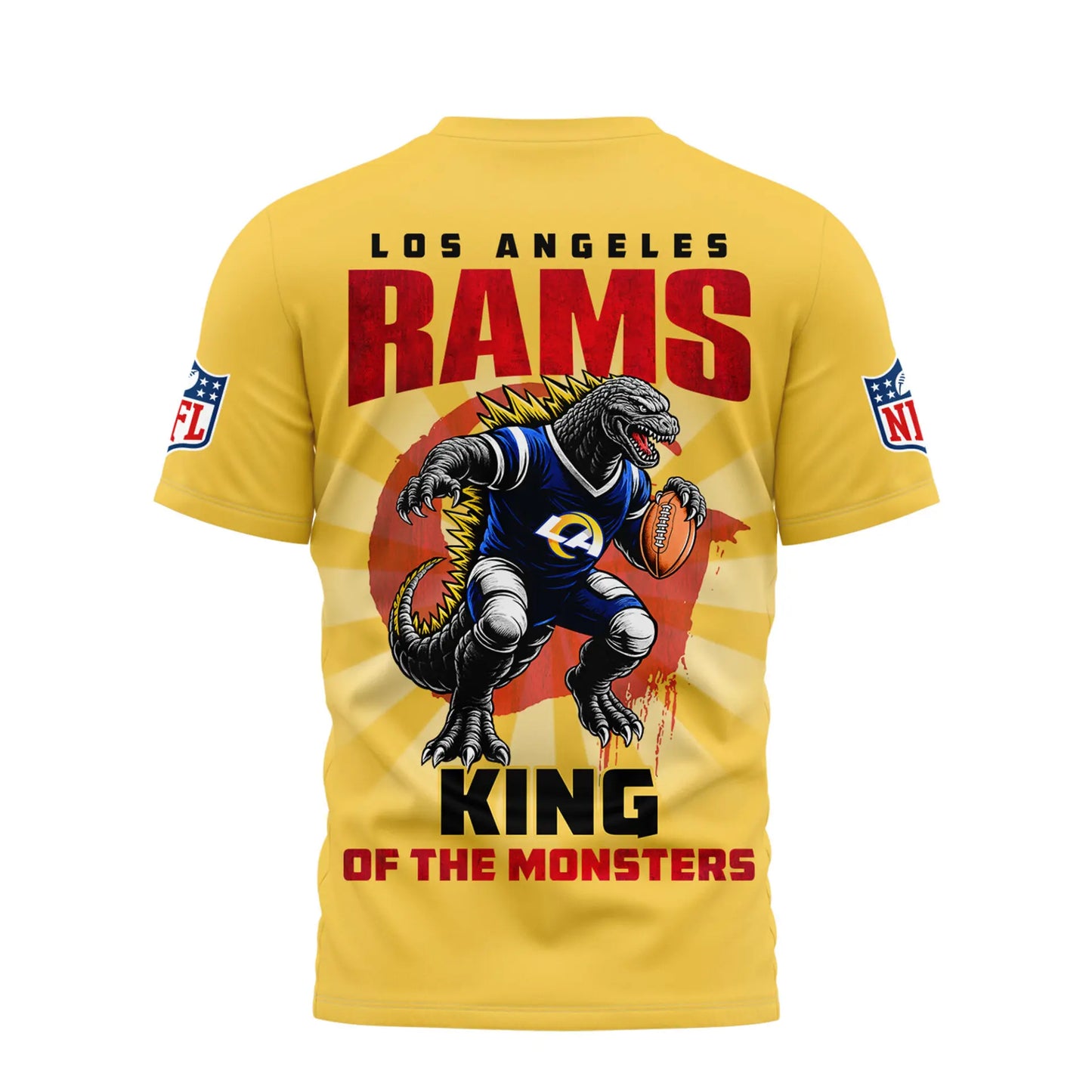 Los Angeles Rams | Premium NFL Godzilla King of the Monsters 3D Shirt NY – HuddleStyle.com - Image 3