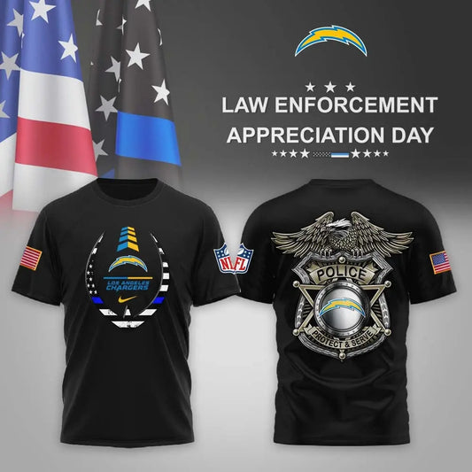 Los Angeles Chargers | Premium NFL Law Enforcement Appreciation Day 3D Shirt MM – HuddleStyle.com - Main