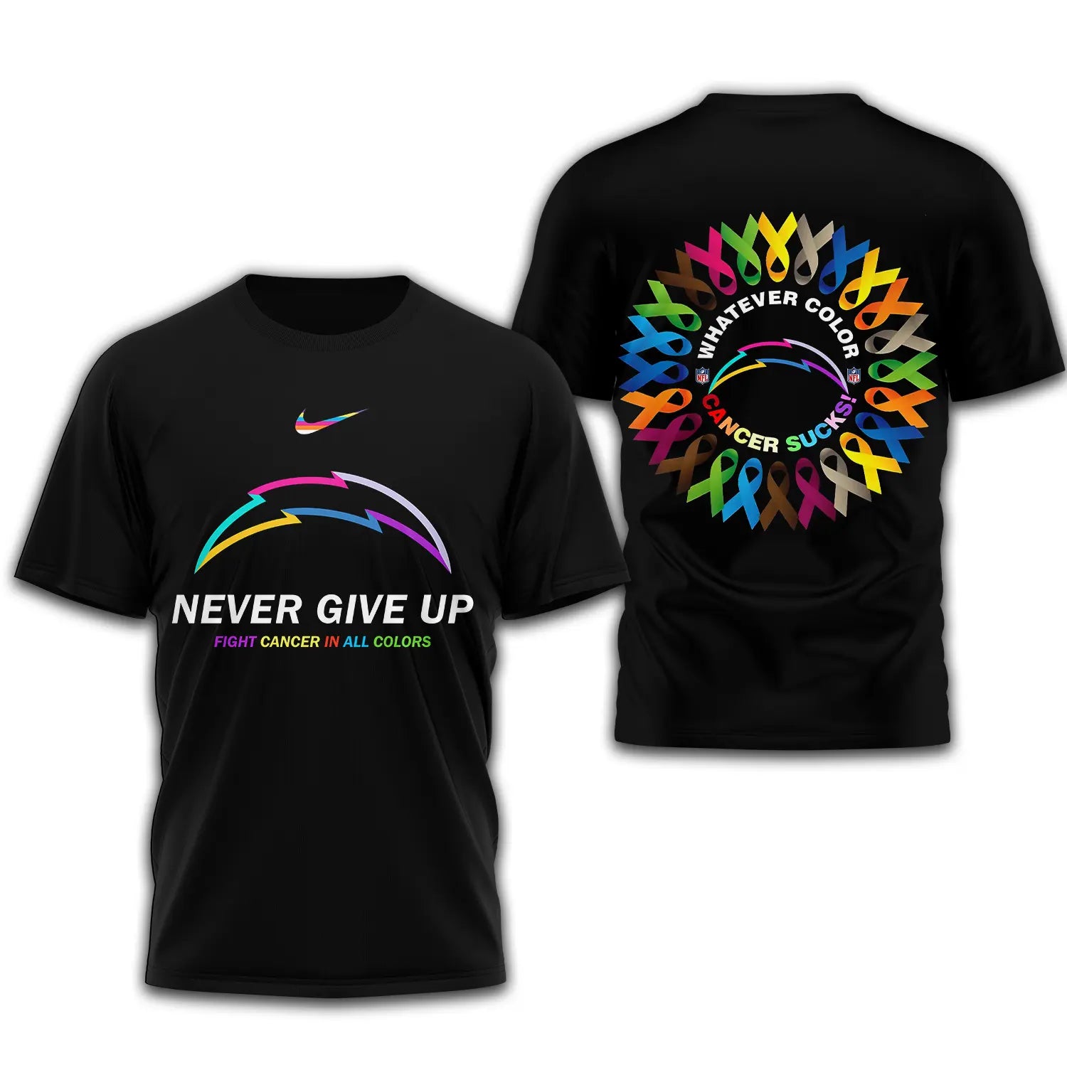 Los Angeles Chargers | Premium Fight Cancer In All Colors 3D Shirt TD – HuddleStyle.com - Main